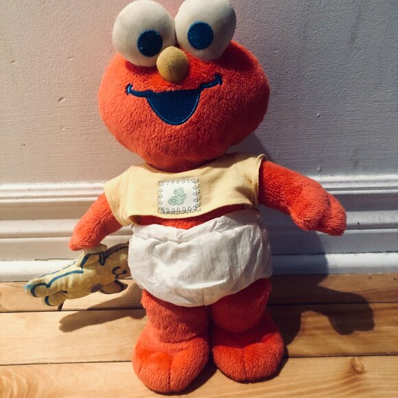 🍼 VERY RARE 1990s Vintage Sesame Street Baby Big Bird & Baby Elmo Plush Set 12” - Picture 4 of 7